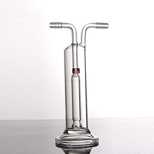 juler Glassware Labware Analytical Chemistry ?Steel Washing Bottle 125ml Round Bottom Closed Porous Gas Washing Bottle Thick Wall,Transparent,125Ml