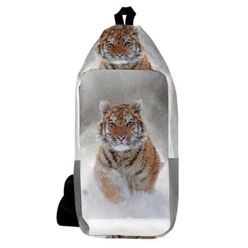 Sac à dos à bandoulière Tiger homme femme, petit sac de poitrine multicolore 16x36.5cm