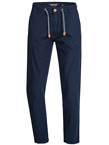 Indicode Herren Veneto Stoffhose aus Leinen & Baumwolle | Leinenhose Freizeithose Männer Navy, M