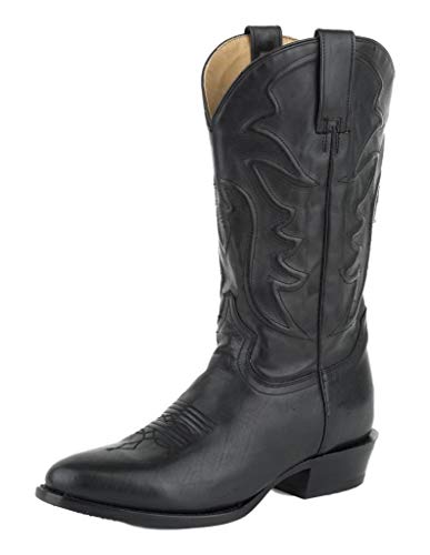 Stetson Men's Ames Corded Shaft Western Boot Round Toe Black 11 D(M) US