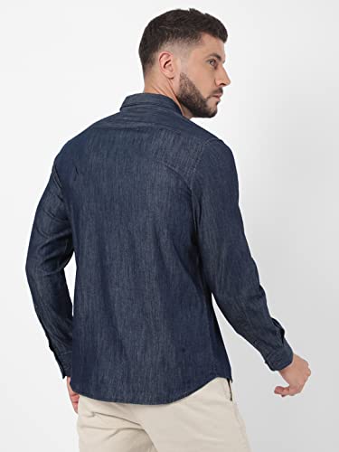 Image of Arvind Men Blue Cotton Shirt