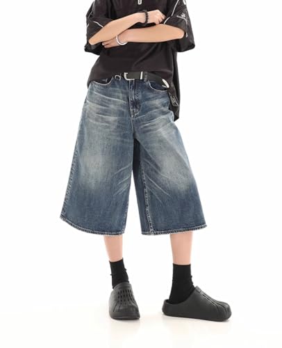 Cropped Jeans for Women Men High Waist Wide Leg Baggy Jorts Y2K Casual Denim Capris Pants Grunge Summer Clothes.2