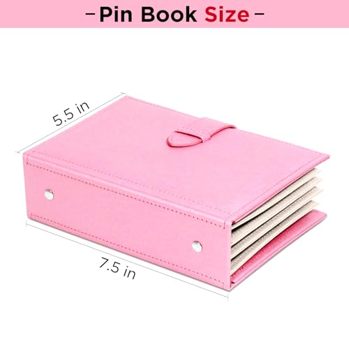 Portable Enamel Pin Album, CollectHall Pin Trading Book, to Display and Trade Your Pins, 42 Pins Capacity, PU Leather Pin Holder, Fit Rubber Pin Back, Pink3