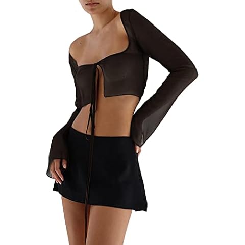 FeMereina Women's Tie Front Long Sleeve Cardigan Cover