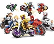 中国限定　アベンジャーズ　ミニ　フィギュア　一弾　ブロック　アイアンマン Amazon.co.jp: 8体セット アイアンマン バイク付き マーベル