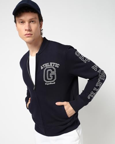 Image of Gap Men Graphic Print Full Sleeves Collared Neck Sweatshirt
