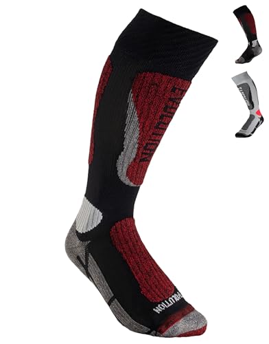 Aspen Ski Socks - Protective System, Intelligent Insulation, Reinforced Technology, Cushioned, Air Channels - Grey/Black