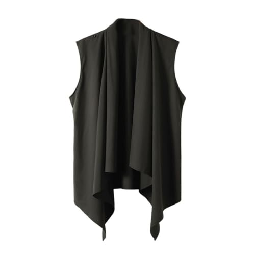 Gilet sans manches chinois pour homme à col drapé et ourlet irrégulier