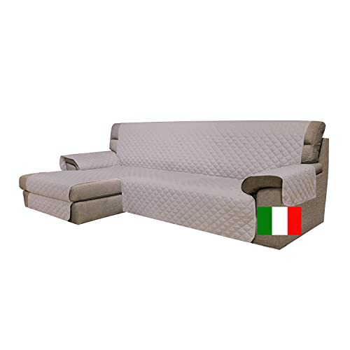 Moonange   Funda para Chaise Longue 3 Plazas   Asiento de 240 cm   Impermeable, Reversible y Antimanchas   Protector de Muebles Antideslizante y Resistente a los Arañazos   Color Beige