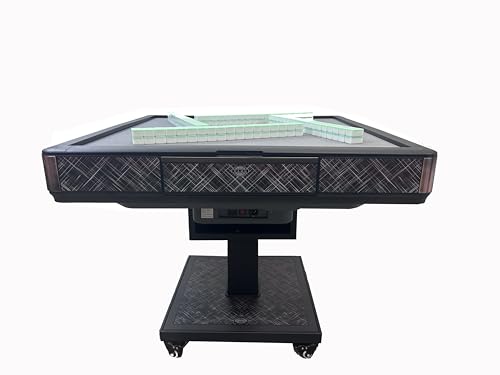 usamjtable Ultra-Thin Automatic Mahjong Table in Polysilver Color with Folding Roller Coaster Style, 40mm Numbered Tiles, and Built-in Hard Table Cover