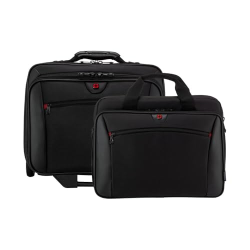 WENGER Borsa Trolley Porta PC Potomac 2-TLG, Notebook 17”, Custodia Laptop 15” Estraibile, 23 l, Uomo Donna, Ufficio Viaggi di Lavoro, Nero, 600661
