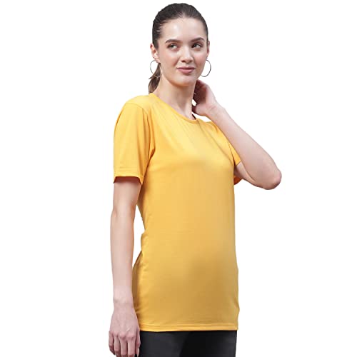 Image of Mack Jonney Women Round Neck Cotton Solid Regular Fit T-Shirt-T Anthraa 001-P
