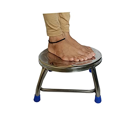 Image of A to Z Hub Round Stainless Steel Stool for Home /Bathroom /Office /Company /Industries /Hotel Multipurpose (Table Height : 9 Inch)