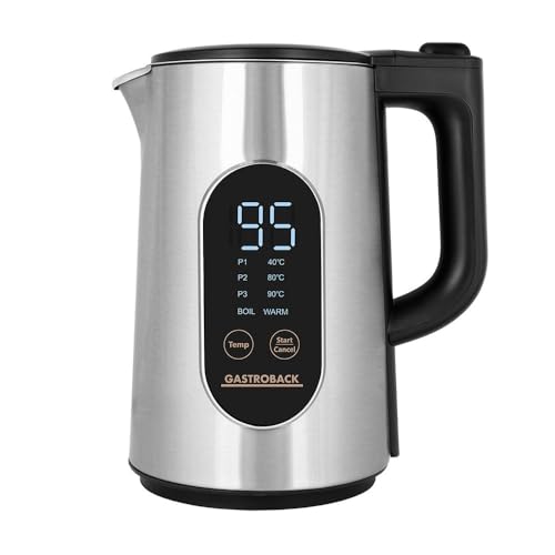 Edelstahl Wasserkocher mit Temperatureinstellung - 1 5 Liter - 3000 Watt Schnellkocher - 40-100C Doppelwandig Cool Touch Digital Display Echtzeit Warmhaltefunktion für Tee Kaffee
