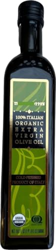 100% Italian Organic Extra Virgin Olive Oil, Cold Pressed, 16.9 Fl Oz (Pack of 1)