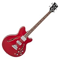 VINTAGE REVO SERIES SUPREME SEMI ACOUSTIC BASS - CHERRY RED