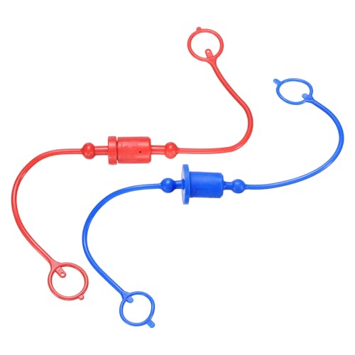 Image of HARFINGTON 2Sets 1 /4 Hydraulic Hose Dust Cap and Plug Kit, ISO-A Male Dust Cap & Female Plug Cover Quick Disconnects Air Coupler Cover Port Plug Fittings with Retention Ring, Red /Blue