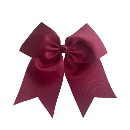 ClassExceed Cheer Bow for Girls Burgundy Hair Bow Handmade No-Fray Grosgrain Ribbon Cheerleading Bow for Team Spirit Graduation Ceremonies Back to School Competitions & Special Events