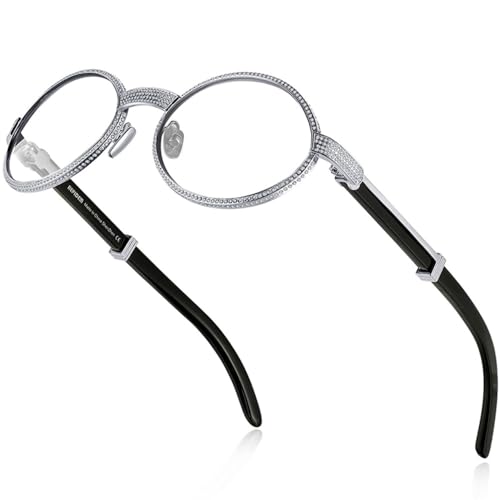 MUTYNE Silver Diamonds Glasses Men Sunglasses Women Buffs Eyewear,Clear,one size
