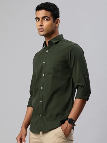 Image of Majestic Man Comfort Slim Fit Solid Pure Cotton Self Design Casual Shirt