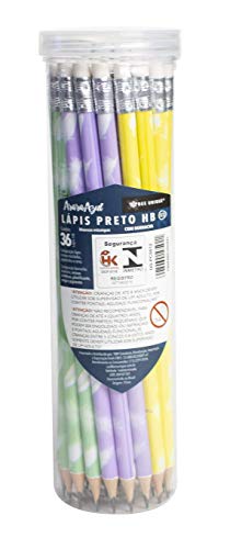 Lápis Preto HB Eco Redondo com Borracha - Tubinho 36 Un- Estampa Sortida, Bee Unique