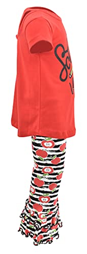 Image of Unique Baby 2 Piece Girls Back to School Vibes Outfit Double Ruffle Leggings Short Sleeve Shirt Clothes Set Kid Toddler Girl