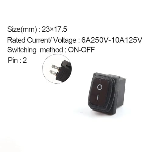 Interruptor basculante 2 pines negro de 2 posiciones 6A 250VAC para proyectos electronicos 2
