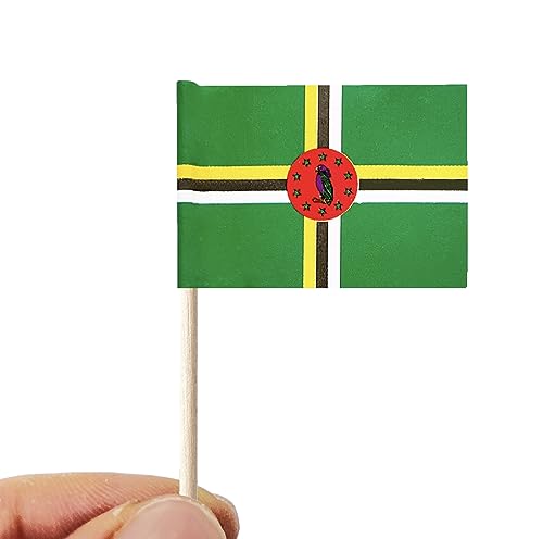 Stidsds 100 Stück Mini-Dominica-Zahnstocher-Flaggen – Cupcake-Topper, Cocktail- und Obst-Dekoration – Ansicht 3