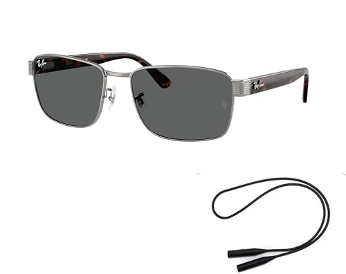 Ray-Ban RB3750 Sunglasses Bundle: RB 3750 004/B1 Gunmetal/Dark Grey Crystal Standard and Universal Anti-slip Silicone Leash2
