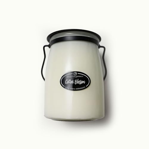 Image of Milkhouse Cotton Blossom Scented Soy Candle, 22 oz Butter Jar, 120+ Hr Burn