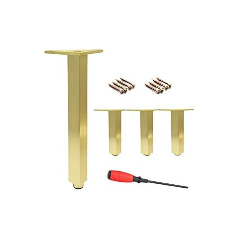 Furniture Legs, Table Feet Waterproof, Made of Aluminum, Used for Beds, Cabinets, Wardrobes, Chairs, Bar Counters, Bathrooms, Safety Non-Slip Design, Diy Metal Sofa Legs,Gold,6cm/2.4in Cover