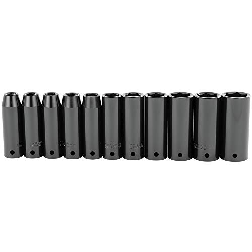 STANLEY Impact Sockets, 1/2-Inch Drive, Metric, Deep, 11-Piece (97-126)