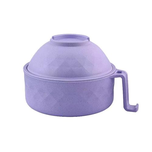 MIIDNTLX Microwave Ramen Bowl,Microwave Ramen Cooker with Lid,Plastic Mixing Salad Pasta Fruit Rice Cereal Instant Noodles Soup Maker Plate Bowls Set Kitchen College Dorm Room Essentials,Purple