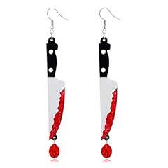 Sliver Red Knife Earrings