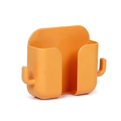 Image of LikeStar Premium Multi-Functional Wall Phone Holder | No-Drill Sticky Stand with Hook for Charging & Storage | Self-Adhesive Wall Phone Holder with Hook | for Bedroom, Office, Bathroom - Orange