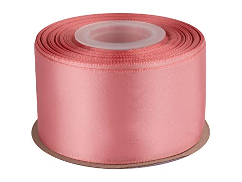 2" Inch Double Faced Satin Ribbon Dusty Rose Solid Polyester Craft Ribbon - 25 Yards Perfect for Gift Wrapping, Crafts, Wreath, Wedding Party Ceremony Decoration, Floral Arrangement, Sewing
