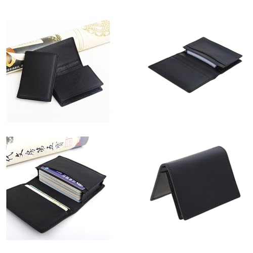 Men Black Leather Expandable Credit Card ID Business Cards Holder Wallet for Cas, 10.5x7.5x1.5cm/4.13x2.95x0.59''(approx)2