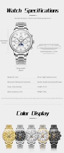 Image of OLEVS Automatic Watches for Men Luxury Skeleton Multi-Function Mechanical Watch Self Winding Date Waterproof Luminous Mens Watch