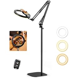 Ring Light with Stand Tripod for iPhone – Evershop 10” Overhead Camera Mount, 70.8” Tall Adjustable Selfie Light with Phone Holder for Video Recording, Photography, Streaming, TikTok, YouTube