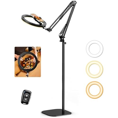 Ring Light with Stand Tripod for iPhone – Evershop 10” Overhead Camera Mount, 70.8” Tall Adjustable Selfie Light with Phone Holder for Video Recording, Photography, Streaming, TikTok, YouTube