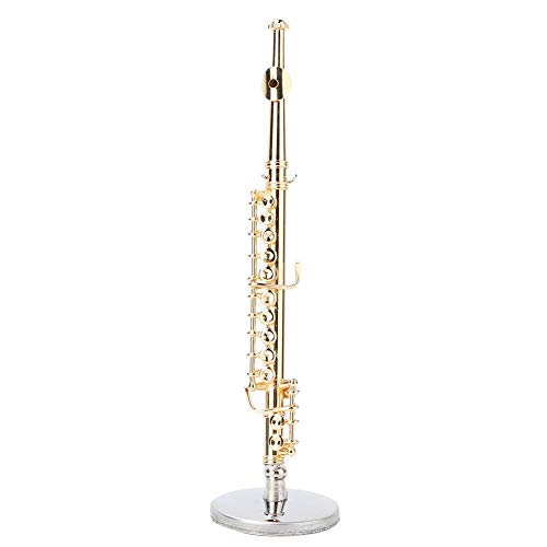 11cm Miniature Gold Flute Model, Mini Gold Flute Instrument Model with Storage Box for Desk Shelf...