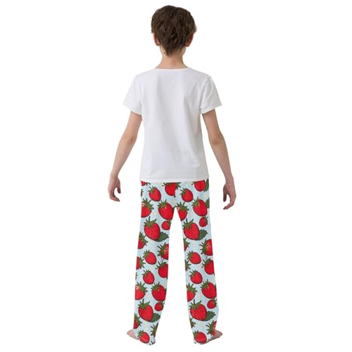 Strawberry Long Pajama Pants Elastic Waist PJ Bottoms with Pockets S A1122484
