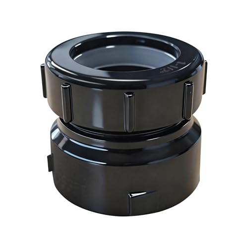 Image of Lesso 2 Inch ABS P-Trap Adapter, Black, 1 Pack Union | SPG x SJ Connection, Plastic Nut & Washer, Leak-Proof, For Sink Drain Plumbing Systems
