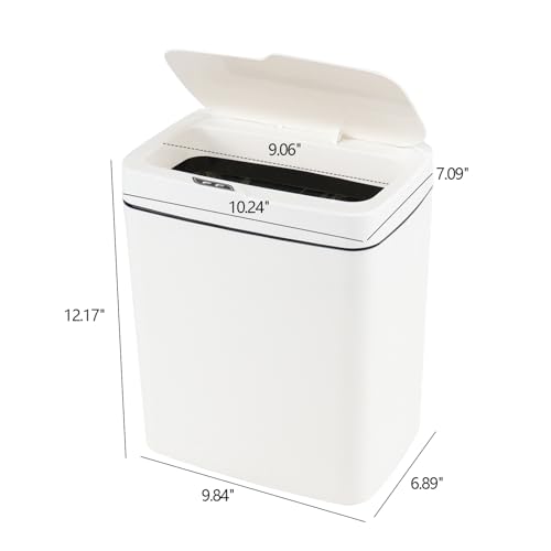 Image of 4 Gallon Sensor Trash Can with Touchless Infrared Lid, White | 15 Liter Automatic Waste Bin Plastic Motion Sensor Trash Can for Kitchen Bathroom, White