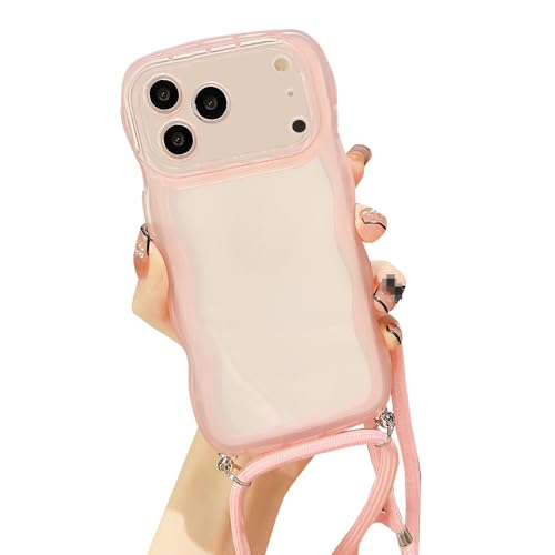 TRIPLE RIVER�EFor iPhone17 Pro �P�[�X �X�}�z�V�����_�[ �J�o�[ �E�F�[�u �g�^ �Ȃ݂Ȃ� �g�� ������ TPU�\�t�g�P�[�X �V�����_�[�X�g���b�v ���|���x���g�t�� �A�C�t�H��17/17�G�A/17�v��/17�v���}�b�N�X(�N���A�s
