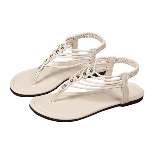 Genérico Sandalias Planos Mujer De Verano Sandalias De Punta Abierta Con Pies Anchos Sandalia Bohemio Clip Toe Pisos Comodos Y Antideslizantes Elegantes Para Playa Fiestas Vacaciones