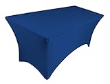 TEKTRUM 6 FT LONG RECTANGULAR STRETCH TABLECLOTH DJ JACKET COVER FOR TRADE SHOW - PREMIUM FABRIC (Blue)