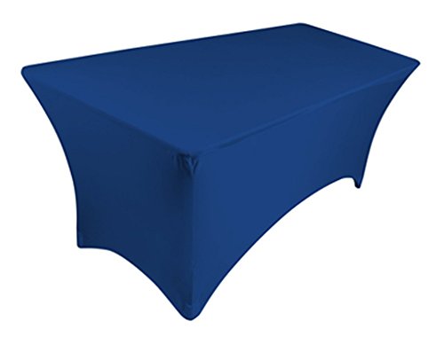TEKTRUM 6 FT LONG RECTANGULAR STRETCH TABLECLOTH DJ JACKET COVER FOR TRADE SHOW - PREMIUM FABRIC - BLUE COLOR