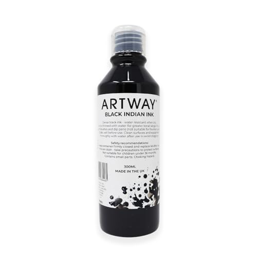 Inchiostro Indiano Nero Graff-City 300ml A Base D'acqua – Altamente Pigmentato, Resistente Alla Luce E Permanente. Perfetto Per Calligrafia, Disegno, Aerografo E Illustrazione. Diluibile Con Acqua Per Ottenere Sfumature.