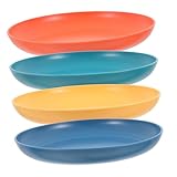 Generic 4個 タケ製食洗機対応プレート – 耐衝撃設計でアウトドアや家庭用に適した多用途フードトレイ